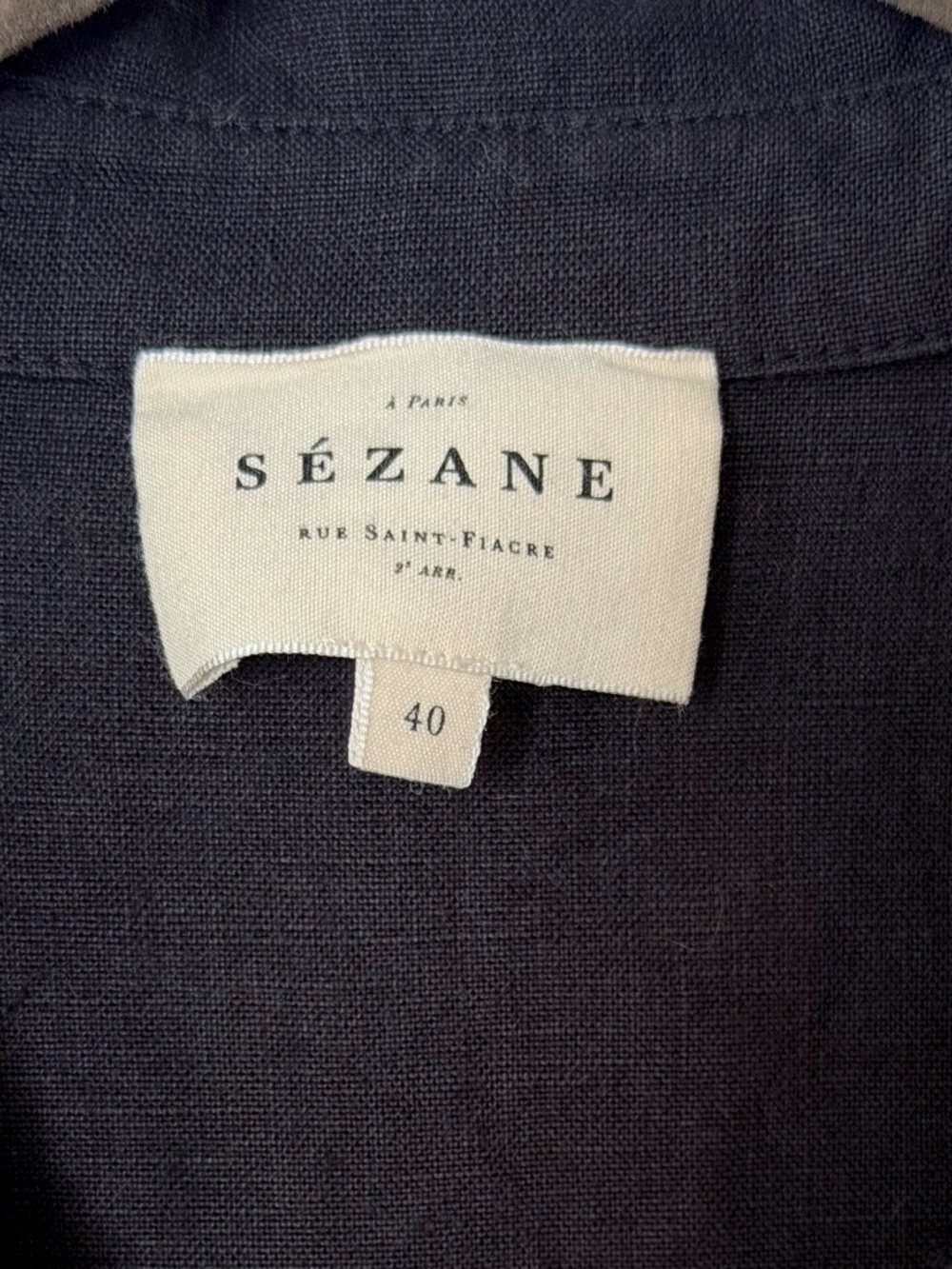 SEZANE LIVIA SHIRT Black with Ecru Trimming size 8 - Picture 4 of 5